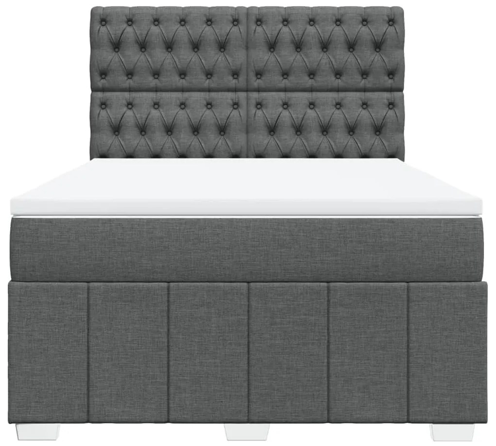 Cama com molas/colchão 140x200 cm tecido cinzento-escuro