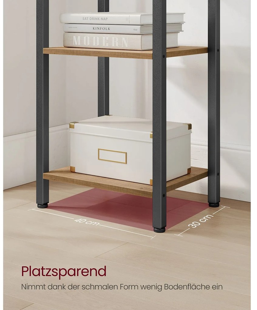 Estante com 6 prateleiras 30 x 40 x 187,5 cm castanho vintage-preto