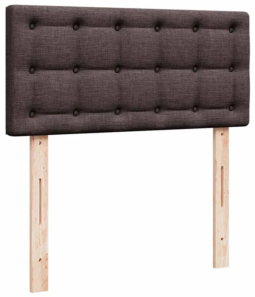 Cama otomana com colchão & LEDs 90x200cm tecido castanho escuro