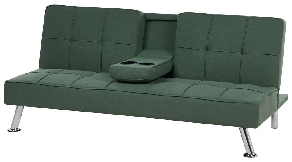 Sofá-cama de 3 lugares em tecido verde ROXEN Beliani