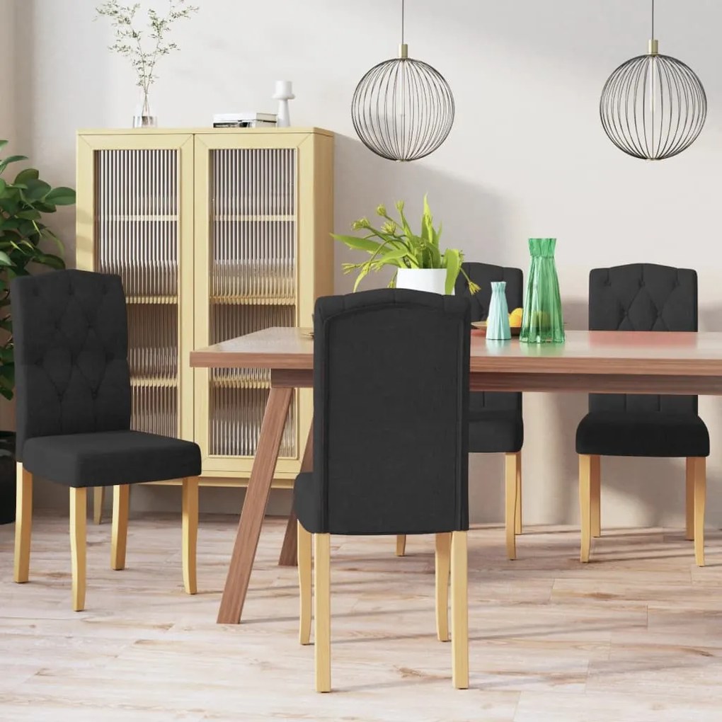 vidaXL Cadeiras de jantar 4 pcs tecido preto