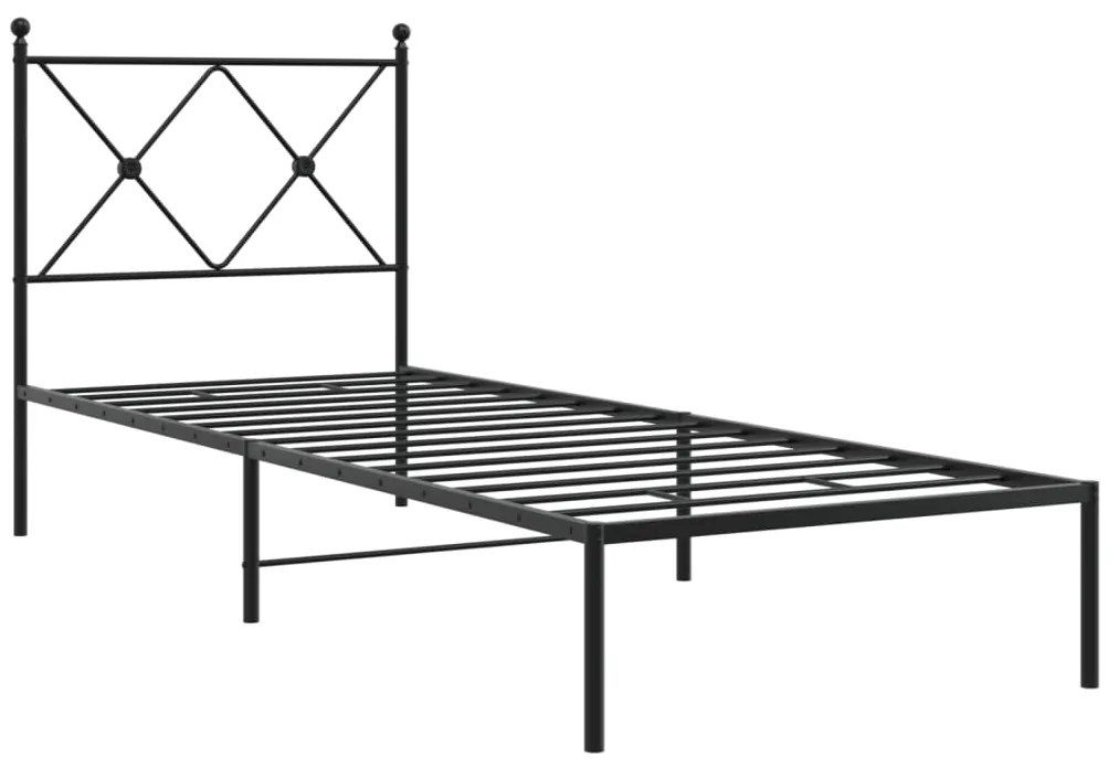 Estrutura de cama metal s/ colchão c/ cabeceira 75x190 cm preto