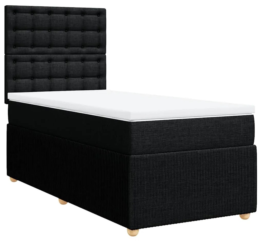 Cama com molas/colchão 90x190 cm tecido preto