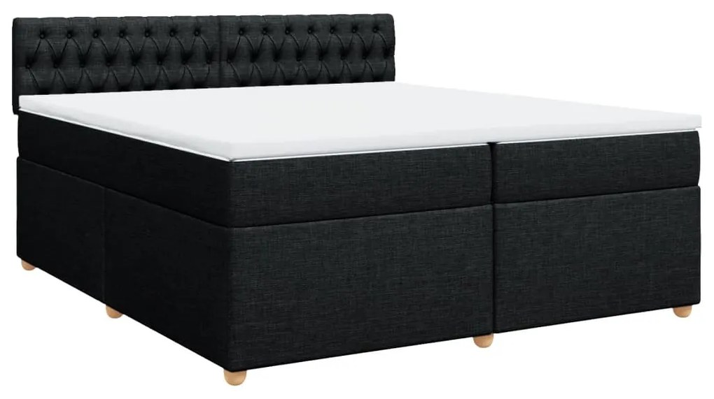 Cama com molas/colchão 200x200 cm tecido preto
