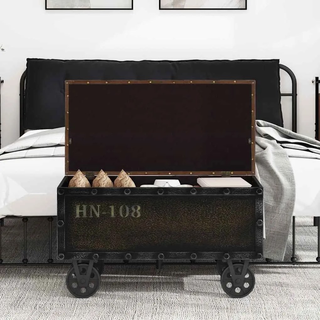 vidaXL Banco de arrumação madeira maciça/couro artificial 80,5x41x50cm