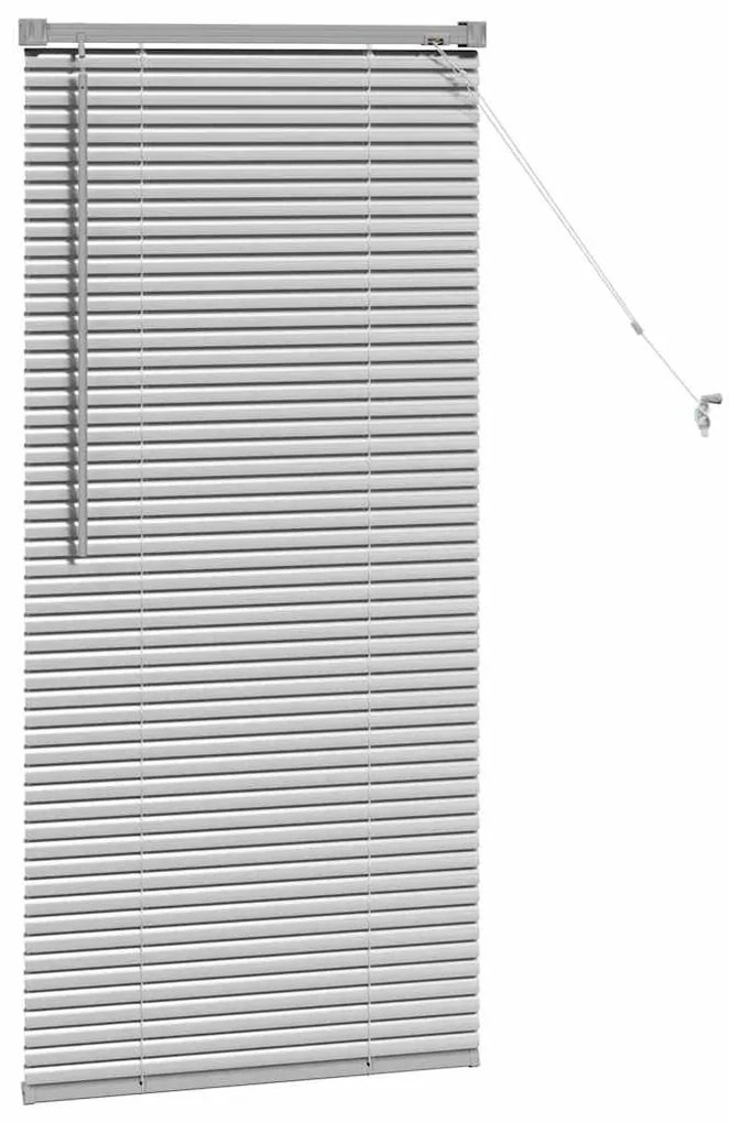 Persiana de Janela com cortinas Manual Prata 80 x 130 cm Alumínio