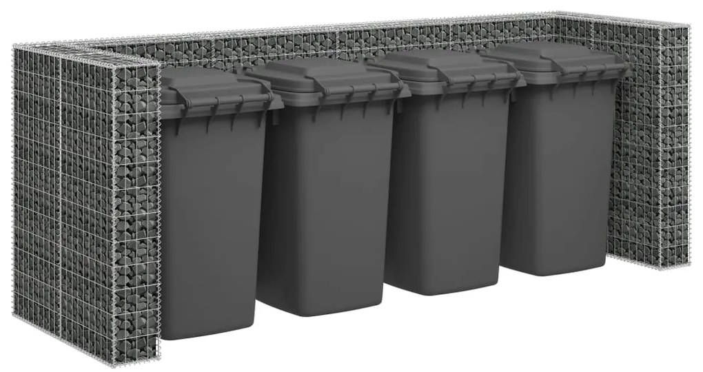 vidaXL Muro gabião p/ caixotes do lixo aço galvanizado 320x100x120 cm