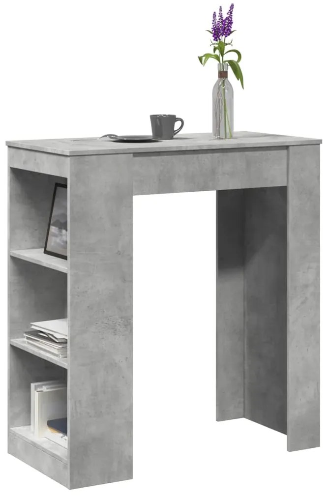 Mesa de bar c/ prateleiras derivados de madeira cinza cimento