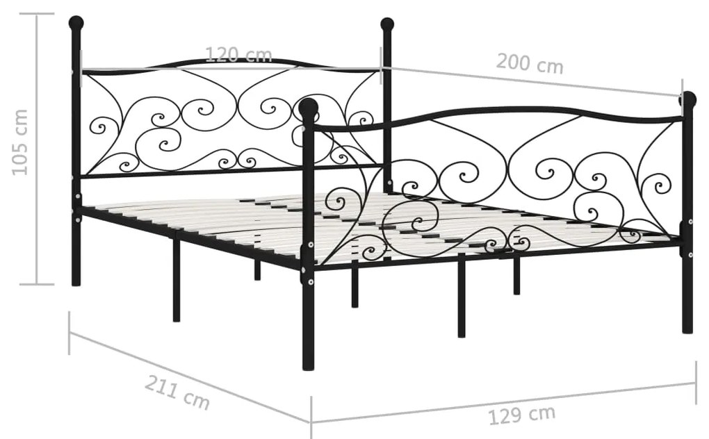 Estrutura de cama com estrado de ripas 120x200 cm metal preto