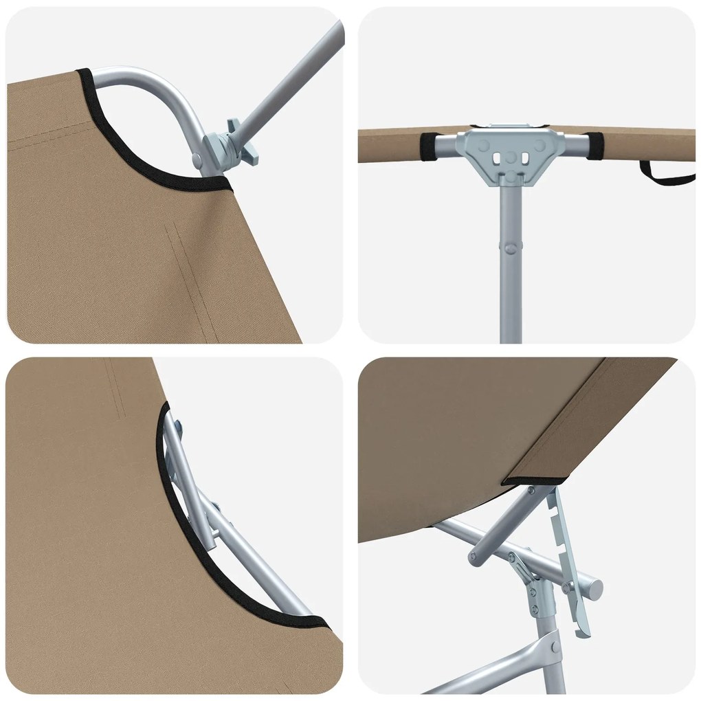 Espreguiçadeiras Dobráveis 2 pcs com Teto Taupe 600D Oxford Fabric