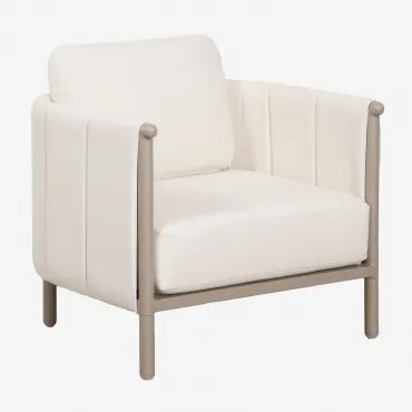Poltrona De Jardim Estofada E Em Alumínio Boleni Bouclé Branco Gardénia - Sklum