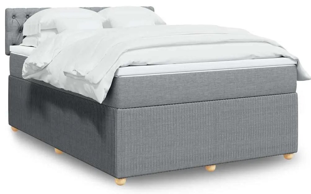 vidaXL Cama com molas/colchão 160x200 cm tecido cinzento-claro