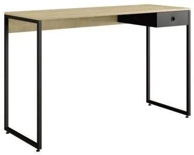 Mesa de estudo TOKYO, metal preto, MDP avelã, 1 gaveta, 120 x 45 cms