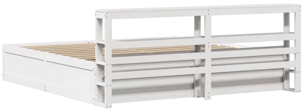 Estrutura de cama com cabeceira 200x200 cm pinho maciço branco