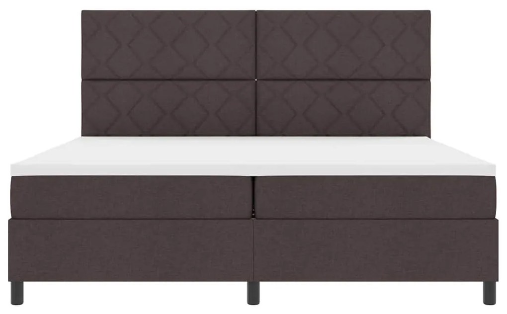 Cama Box com Colchão e Luz LED em Castanho Escuro, 200x200 cm, Tecido