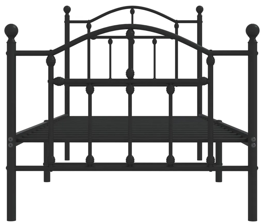 Estrutura de cama com cabeceira e pés 80x200 cm metal preto
