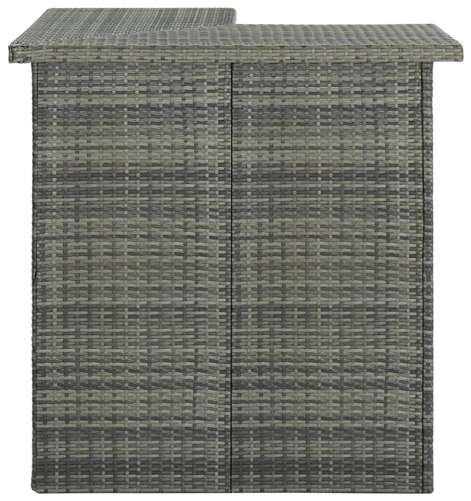 Mesa bar de canto 100x50x105 cm vime PE cinzento