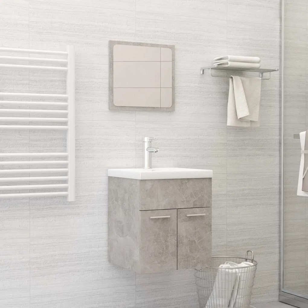 vidaXL 2 pcs conj. móveis casa de banho contraplacado cinzento cimento