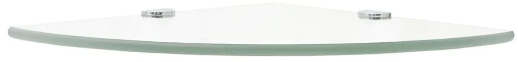 Prateleiras canto 2 pcs suportes cromados 25x25cm vidro transp.