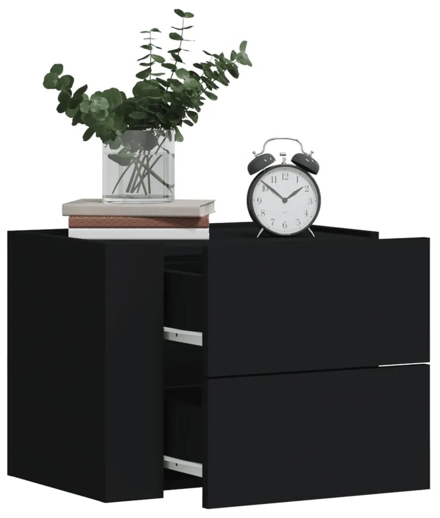 vidaXL Mesas de cabeceira de parede 2 pcs 45x30x35 cm preto