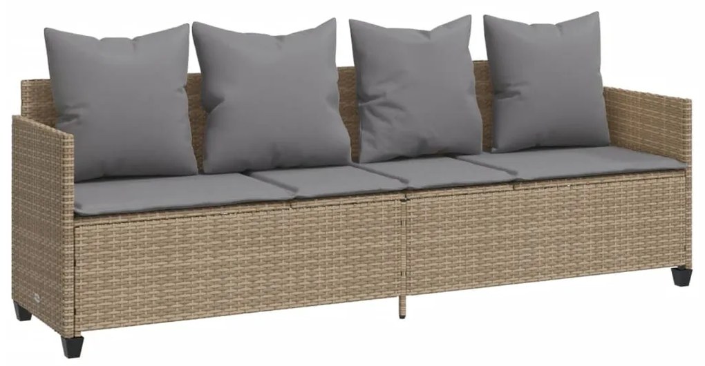 5 pcs conjunto de sofás p/ jardim com almofadões vime PE bege