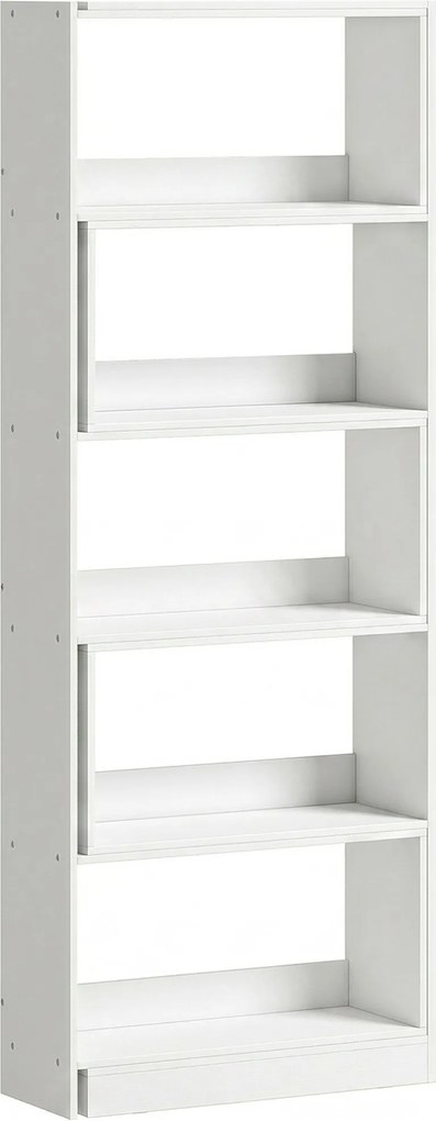 HOMCOM Estante Expansível 5 Níveis Estante para Livros Giratória 350° Largura Ajustável Convertível em L 111,5x23,8x163,7 cm Branco | Aosom Portugal