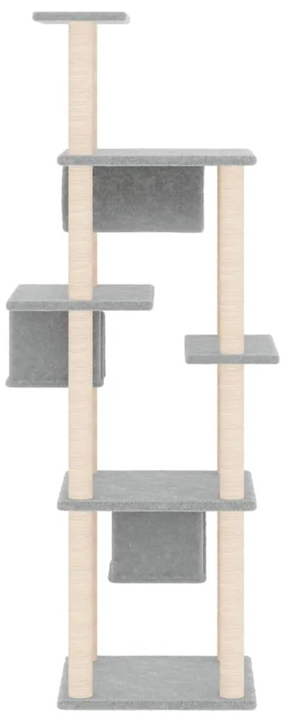 Árvore p/ gatos c/ postes arranhadores sisal 169 cm cinza-claro