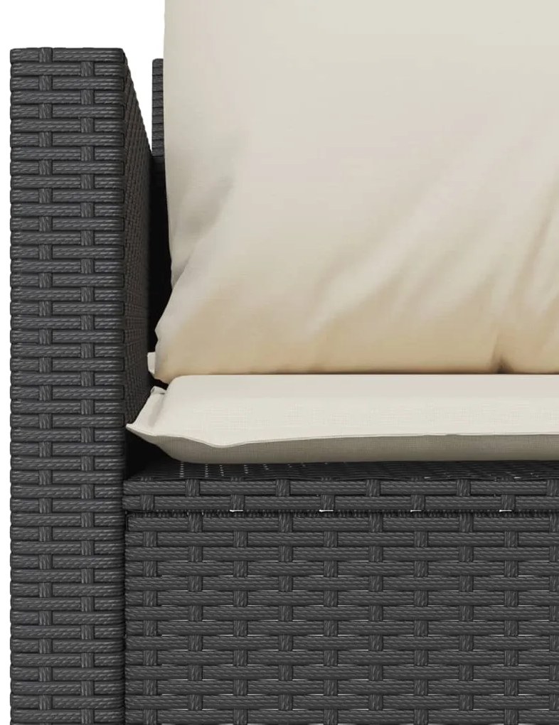 3 pcs conjunto de bistrô com almofadões vime PE preto