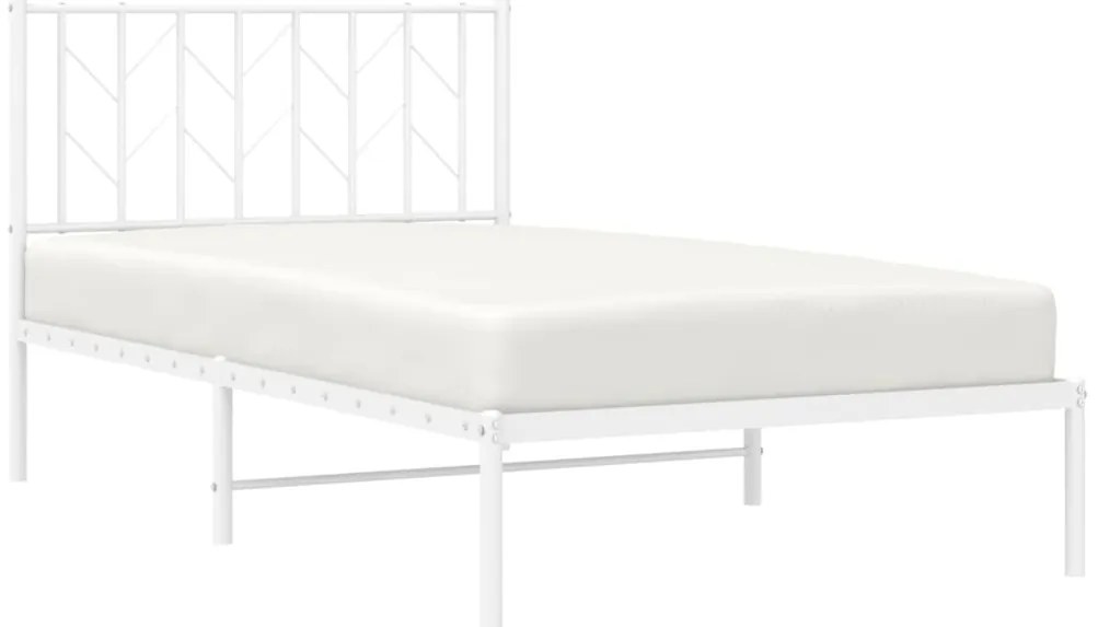 Estrutura de cama com cabeceira 100x190 cm metal branco