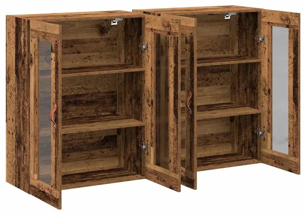 Conjunto de Armários de Parede 2 peças Madeira Velha 69.5 x 34 x 90 cm