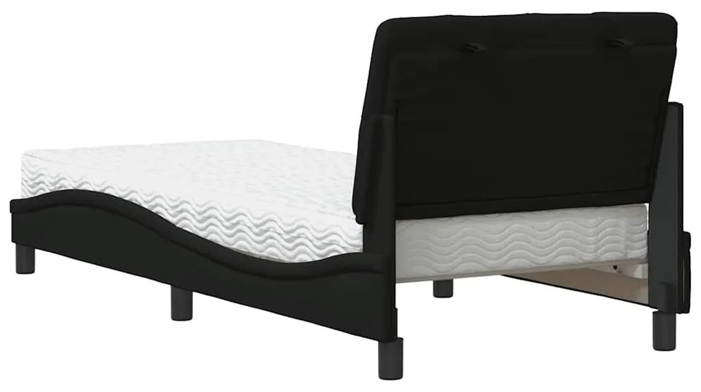 Cama com colchão 90x190 cm tecido preto