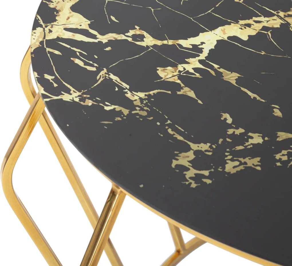 MESA DE CENTRO HISTOR Ø 78X44,5 CM DOURADA E PRETA