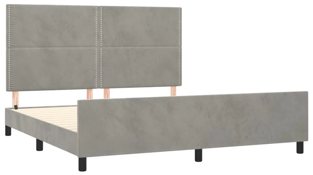 Estrutura de cama sem colchão 160x200 cm veludo cinzento-claro