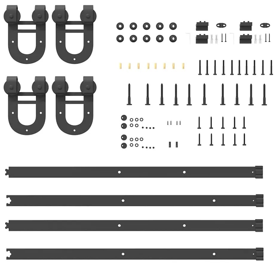 Kit de ferragens para porta deslizante 366 cm aço preto