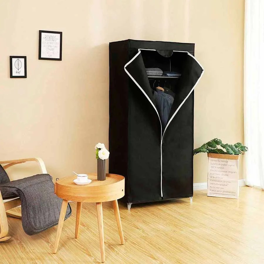 Guarda Roupa de tecido 75 x 160 x 45 cm preto
