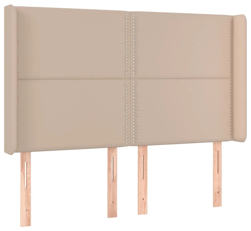 Cabeceira cama c/ LED couro artif. 147x16x118/128 cm cappuccino