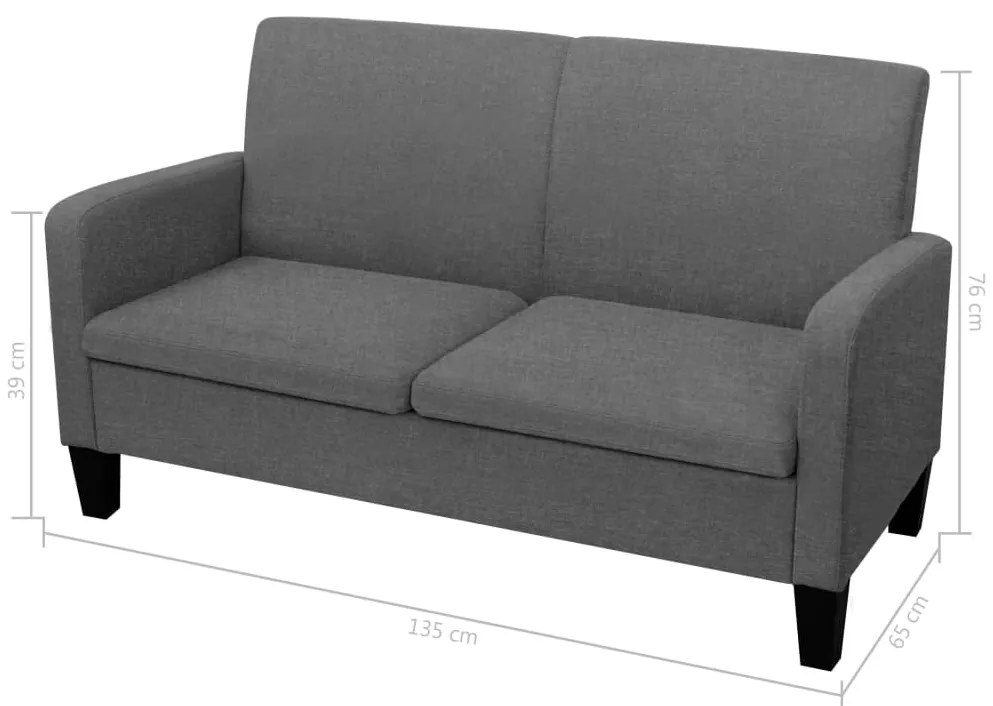 Conjunto de sofás 2 pcs tecido cinzento-escuro