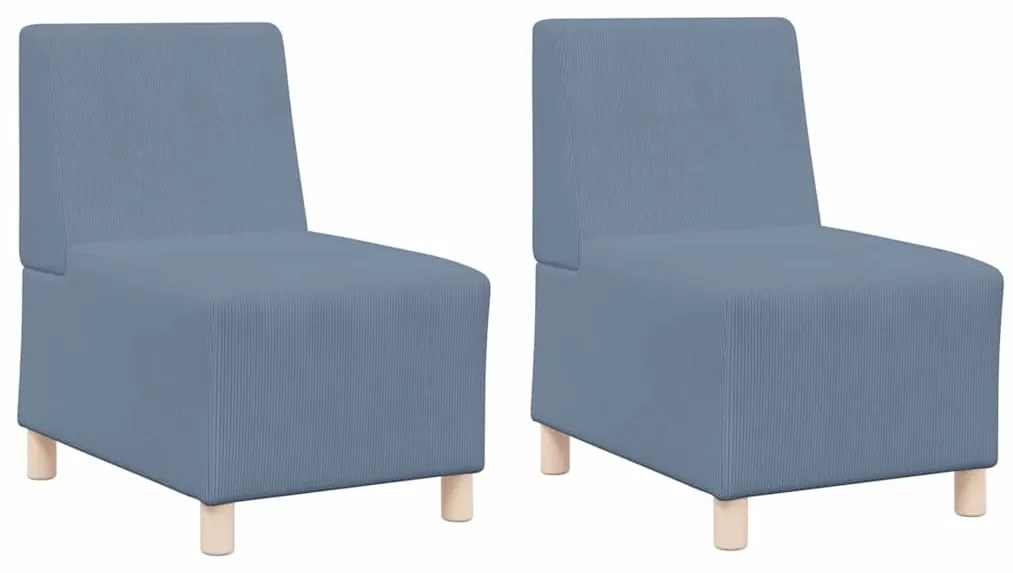 Sofá Chiar 2 pcs Azul 55 x 74 x 82 cm Tecido de veludo côtelé