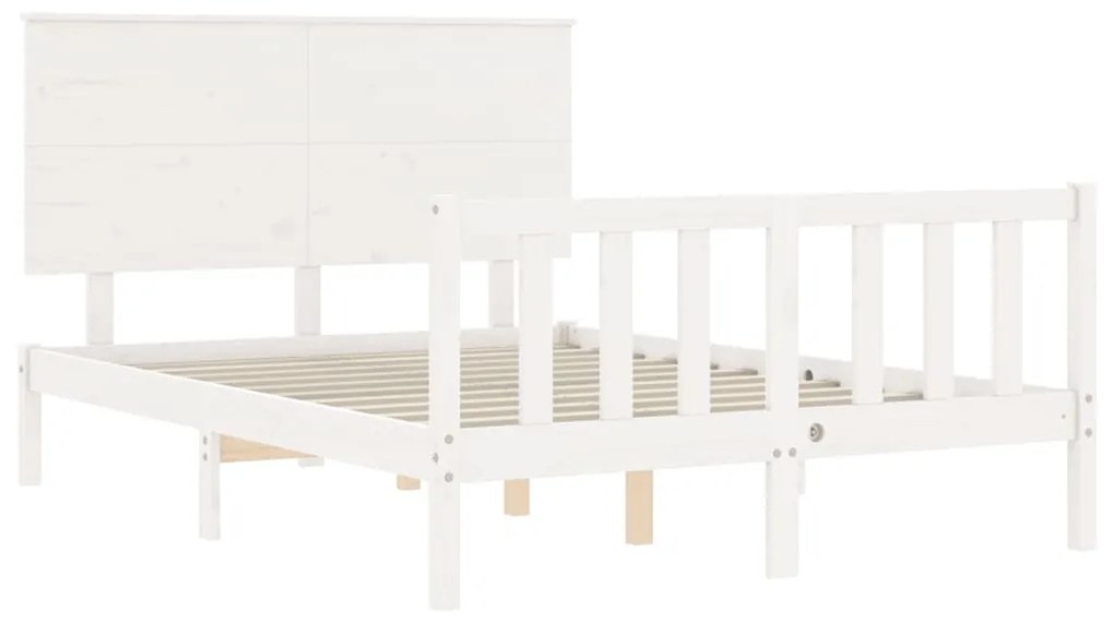 Estrutura de cama com cabeceira 140x200cm madeira maciça branco