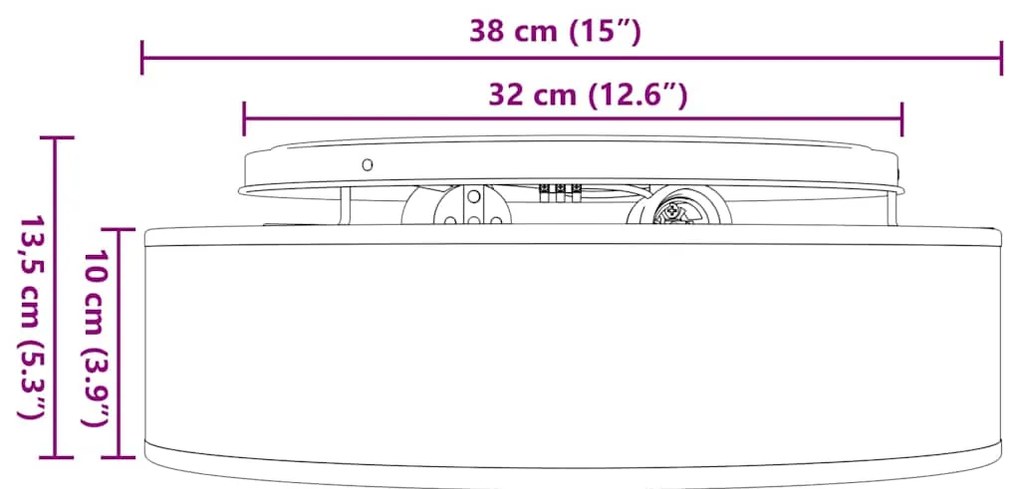 Luzes de Teto Montagem Embutida Preta Ø 38 cm Tecido E27