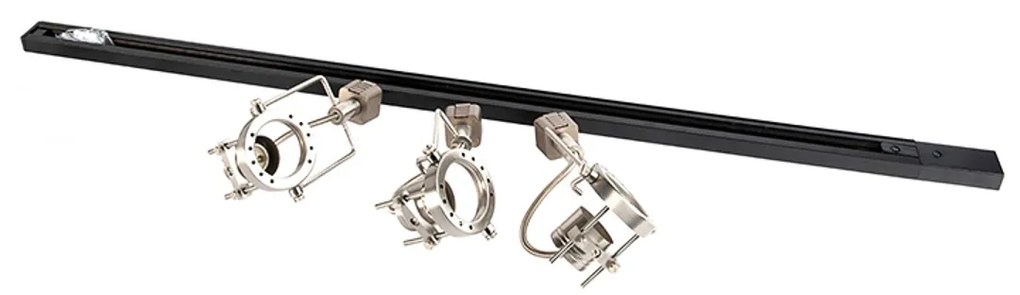 Calha monofásica inteligente preta com aço incl. 3 WiFi GU10 - Iconic Suplux