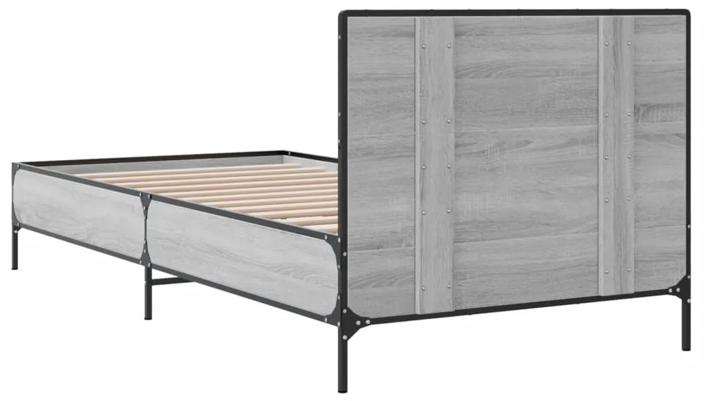 Estrutura cama 100x200 cm derivados madeira/metal cinza sonoma