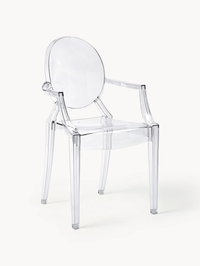 Cadeira de jantar de design com apoio de braços Louis Ghost