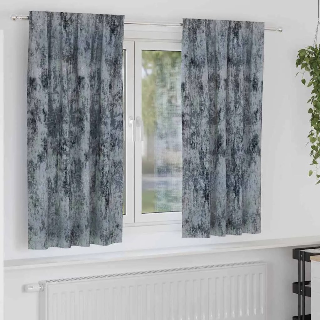 vidaXL Cortina com cortinas 2 pcs Cinza Prateado 175 x 140 cm Veludo