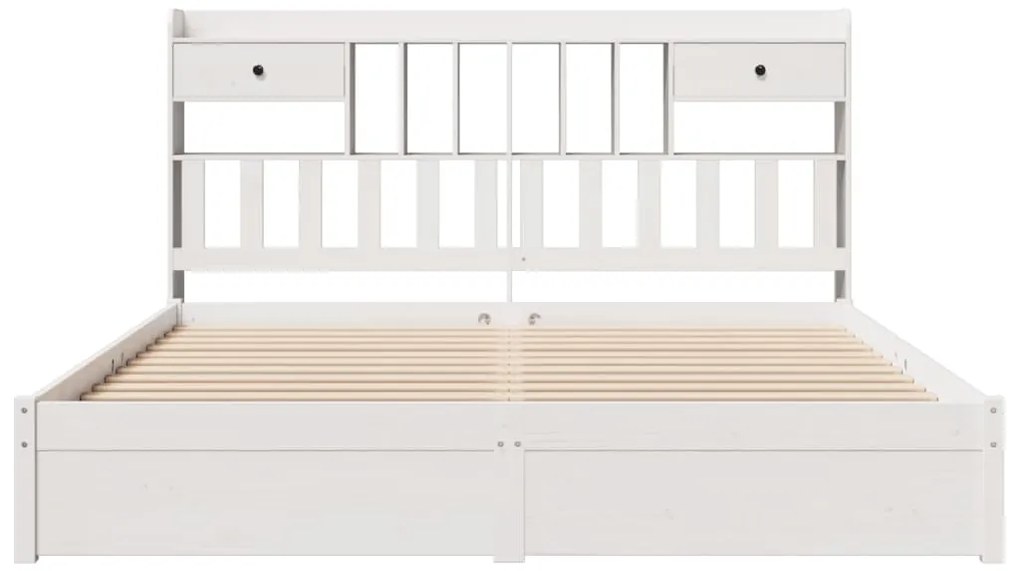 Cama com estante sem colchão 200x200 cm pinho maciço branco