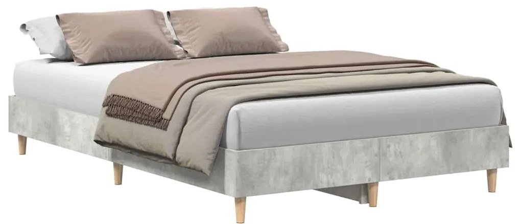 Cama vidaXL 120x190 cm Cinza Concreto em Madeira de Engenharia