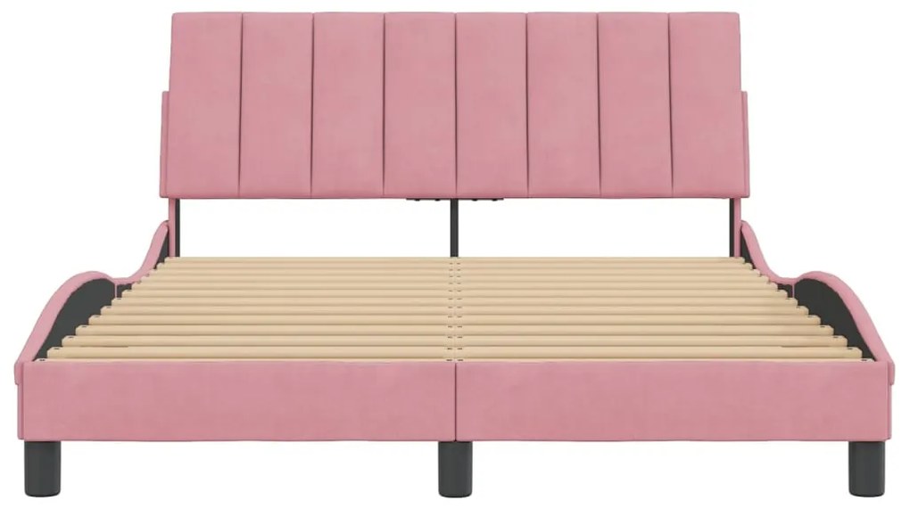Estrutura de cama c/ cabeceira 140x200 cm veludo rosa