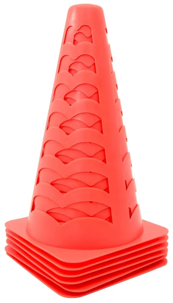 Cones de futebol 6 pcs empilháveis 13x13x22,5 cm laranja