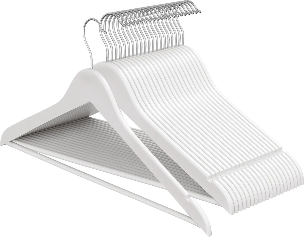 Conjunto de 20 cabides de madeira 42,9 x 21 cm branco