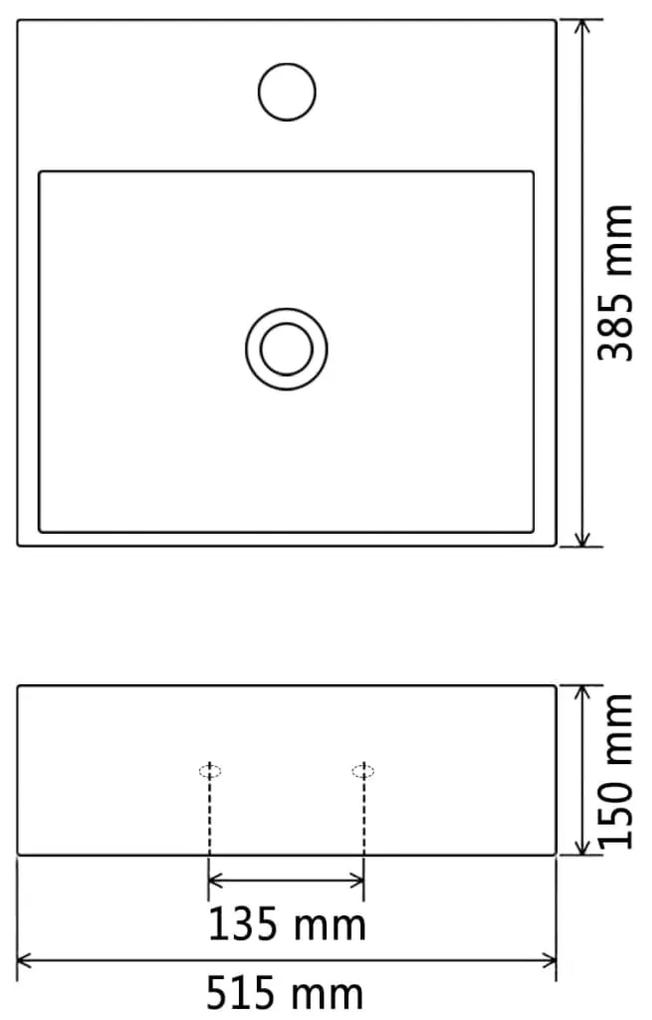 Lavatório c\ abertura torneira cerâmica 51,5x38,5x15cm preto